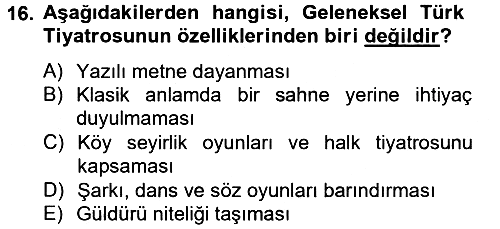 Güzel Sanatlar 2012-2013 Dönem Sonu Sınavı - 16. soru