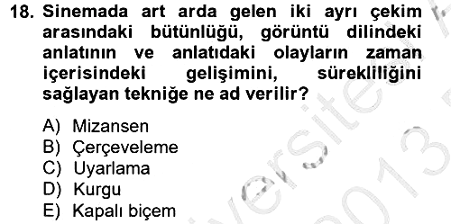 Güzel Sanatlar 2012-2013 Dönem Sonu Sınavı - 18. soru