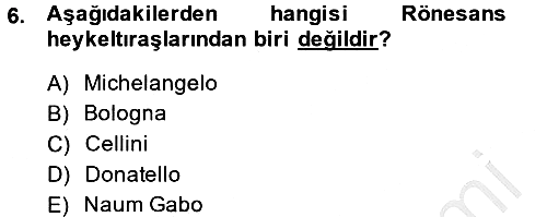 Güzel Sanatlar 2013-2014 Dönem Sonu Sınavı - 6. soru