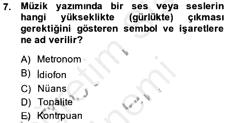 Güzel Sanatlar 2013-2014 Dönem Sonu Sınavı - 7. soru