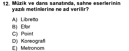 Güzel Sanatlar 2013-2014 Dönem Sonu Sınavı - 12. soru