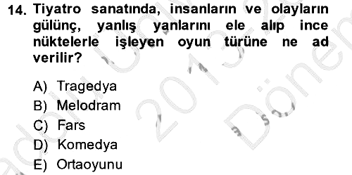 Güzel Sanatlar 2013-2014 Dönem Sonu Sınavı - 14. soru