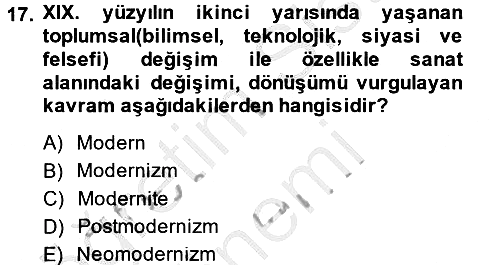 Güzel Sanatlar 2013-2014 Dönem Sonu Sınavı - 17. soru