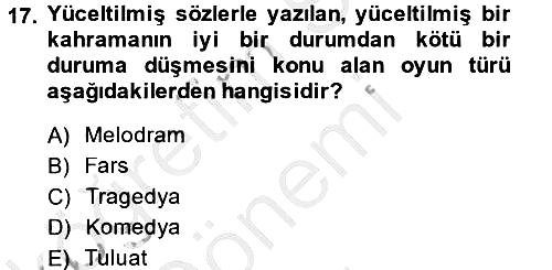 Güzel Sanatlar 2014-2015 Dönem Sonu Sınavı - 17. soru