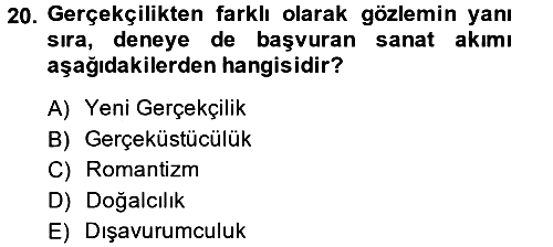 Güzel Sanatlar 2014-2015 Dönem Sonu Sınavı - 20. soru