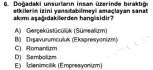 Güzel Sanatlar 2015-2016 Dönem Sonu Sınavı - 6. soru
