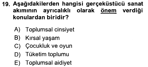 Güzel Sanatlar 2015-2016 Dönem Sonu Sınavı - 19. soru