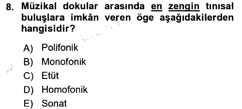 Güzel Sanatlar 2016-2017 Dönem Sonu Sınavı - 8. soru
