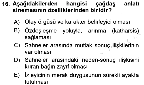 Güzel Sanatlar 2016-2017 Dönem Sonu Sınavı - 16. soru