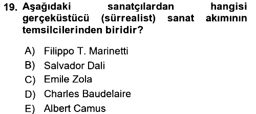 Güzel Sanatlar 2016-2017 Dönem Sonu Sınavı - 19. soru