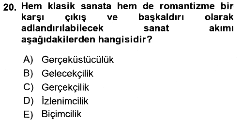 Güzel Sanatlar 2016-2017 Dönem Sonu Sınavı - 20. soru