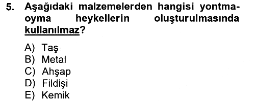 Güzel Sanatlar 2013-2014 Tek Ders Sınavı - 5. soru