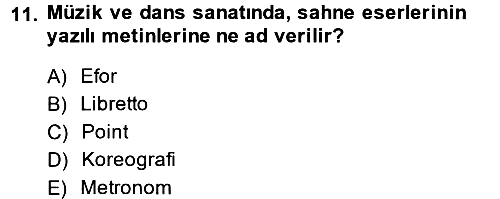 Güzel Sanatlar 2013-2014 Tek Ders Sınavı - 11. soru