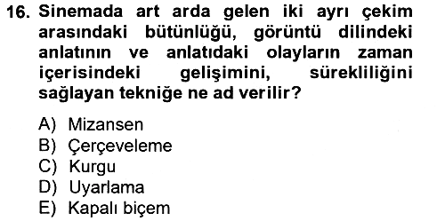 Güzel Sanatlar 2013-2014 Tek Ders Sınavı - 16. soru