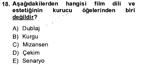 Güzel Sanatlar 2014-2015 Tek Ders Sınavı - 18. soru