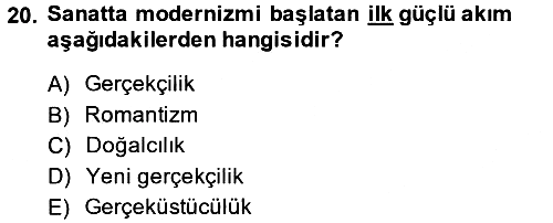 Güzel Sanatlar 2014-2015 Tek Ders Sınavı - 20. soru