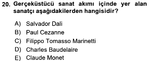 Güzel Sanatlar 2015-2016 Tek Ders Sınavı - 20. soru