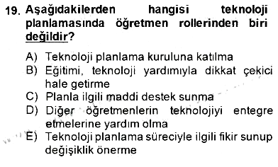 İng. Öğretmenliğinde Öğretim Teknolojileri Ve Materyal Tasarımı 2 2014-2015 Dönem Sonu Sınavı - 19. soru