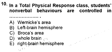 İngilizce Öğretiminde Yaklaşımlar 2012-2013 Dönem Sonu Sınavı - 10. soru