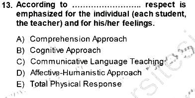 İngilizce Öğretiminde Yaklaşımlar 2013-2014 Dönem Sonu Sınavı - 13. soru