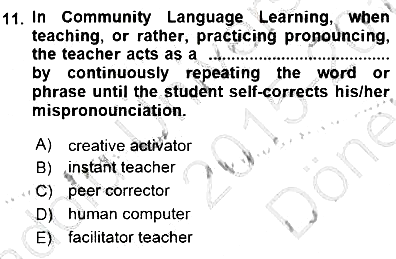 İngilizce Öğretiminde Yaklaşımlar 2015-2016 Dönem Sonu Sınavı - 11. soru