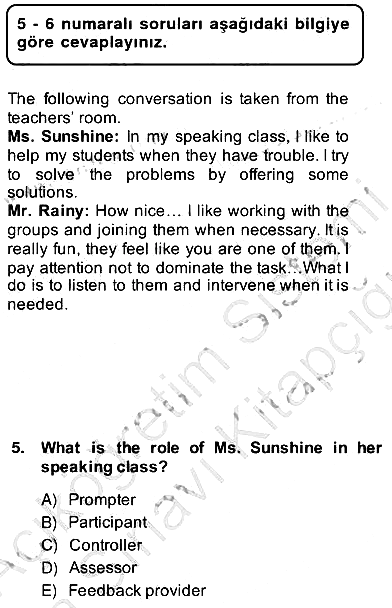 Konuşma Ve Yazma Öğretimi 2013-2014 Ara Sınav - 5. soru