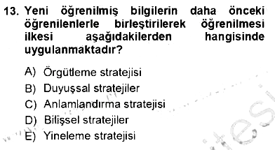 Öğretim İlke Ve Yöntemleri 2012-2013 Ara Sınav - 13. soru