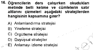 Öğretim İlke Ve Yöntemleri 2012-2013 Ara Sınav - 16. soru