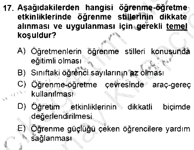 Öğretim İlke Ve Yöntemleri 2012-2013 Ara Sınav - 17. soru