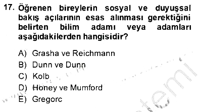 Öğretim İlke Ve Yöntemleri 2014-2015 Ara Sınav - 17. soru