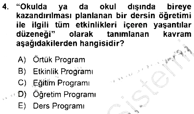 Öğretim İlke Ve Yöntemleri 2015-2016 Ara Sınav - 4. soru