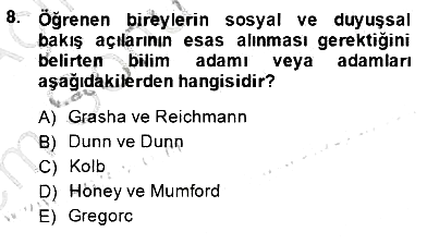 Öğretim İlke Ve Yöntemleri 2013-2014 Dönem Sonu Sınavı - 8. soru