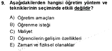 Öğretim İlke Ve Yöntemleri 2014-2015 Dönem Sonu Sınavı - 9. soru