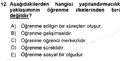 Öğretim İlke Ve Yöntemleri 2015-2016 Dönem Sonu Sınavı - 12. soru