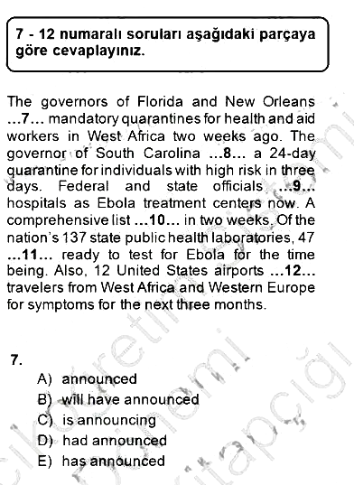 Pedagojik Gramer 1 2014-2015 Dönem Sonu Sınavı - 7. soru