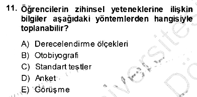 Rehberlik 2013-2014 Ara Sınav - 11. soru