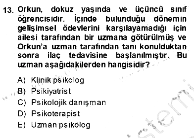 Rehberlik 2013-2014 Ara Sınav - 13. soru