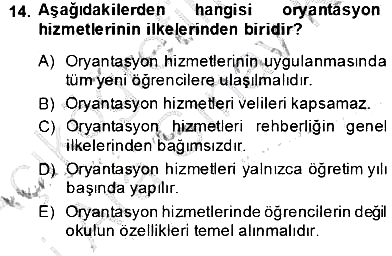 Rehberlik 2013-2014 Ara Sınav - 14. soru
