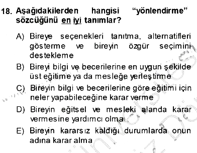 Rehberlik 2013-2014 Ara Sınav - 18. soru