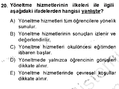 Rehberlik 2013-2014 Ara Sınav - 20. soru
