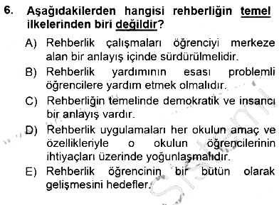 Rehberlik 2014-2015 Ara Sınav - 6. soru