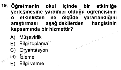 Rehberlik 2014-2015 Ara Sınav - 19. soru