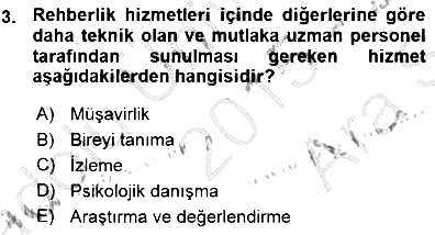 Rehberlik 2015-2016 Ara Sınav - 3. soru
