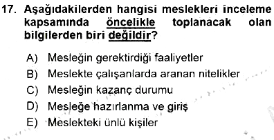Rehberlik 2015-2016 Ara Sınav - 17. soru