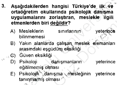 Rehberlik 2012-2013 Dönem Sonu Sınavı - 3. soru