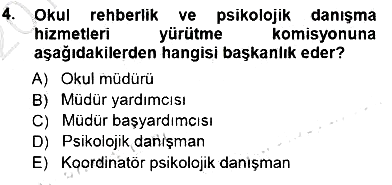 Rehberlik 2012-2013 Dönem Sonu Sınavı - 4. soru