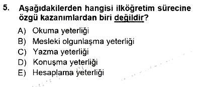 Rehberlik 2012-2013 Dönem Sonu Sınavı - 5. soru