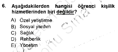 Rehberlik 2012-2013 Dönem Sonu Sınavı - 6. soru