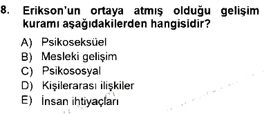 Rehberlik 2012-2013 Dönem Sonu Sınavı - 8. soru