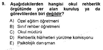 Rehberlik 2012-2013 Dönem Sonu Sınavı - 9. soru